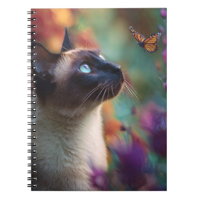 Siamese Cat and Butterfly Notebook (Front)