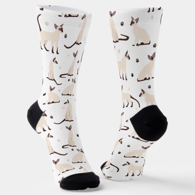Siamese Cat and Paws White Socks (Angled)