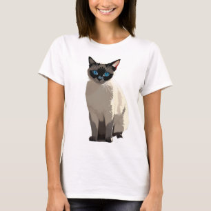 Siamese Cat Art Blue-Eyed Cat Lover T-Shirt 