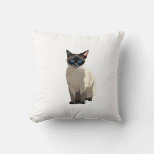 Siamese Cat Art Electric Blue-Eyed Cat Lover  Cushion