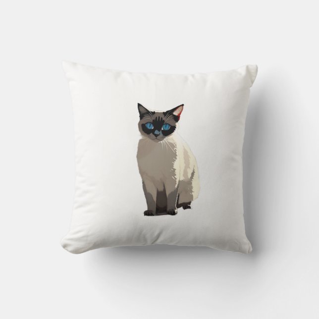Siamese Cat Art Electric Blue-Eyed Cat Lover  Cushion (Front)