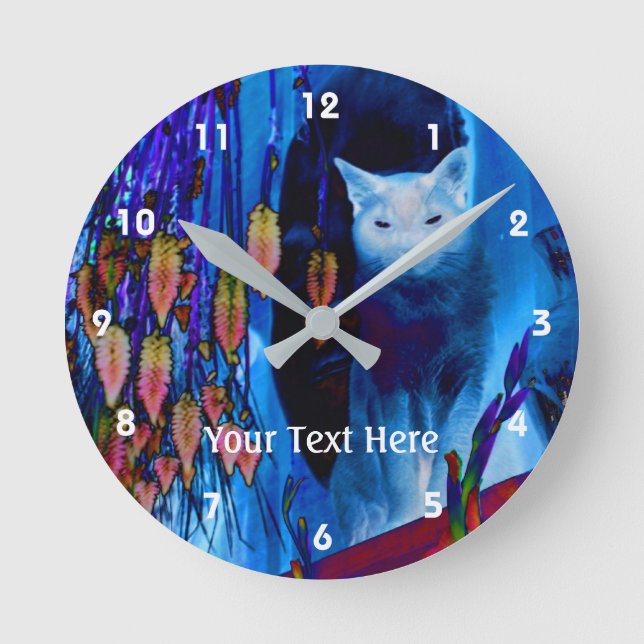 Siamese Cat Asbtract Animal Art Round Clock (Front)