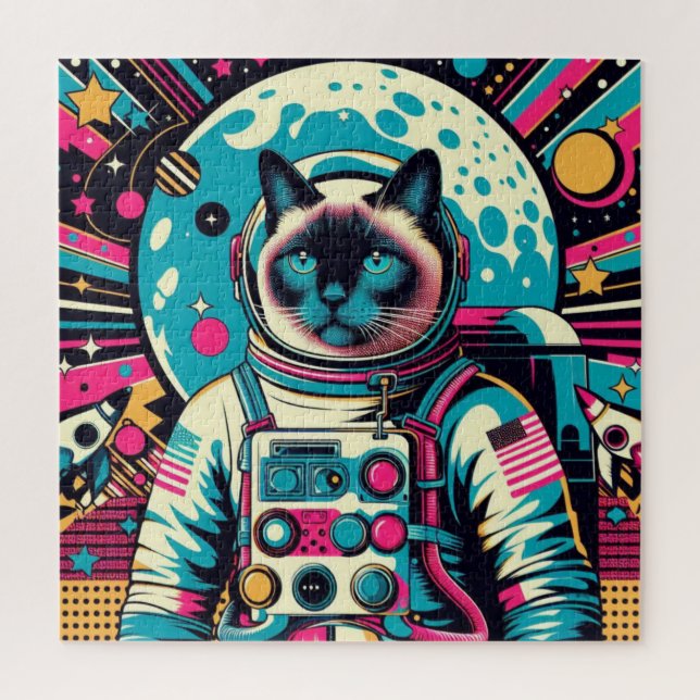 SIAMESE CAT-ASTRONAUT 8 JIGSAW PUZZLE (Vertical)
