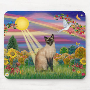 Siamese Cat - Autumn Sun Mouse Pad