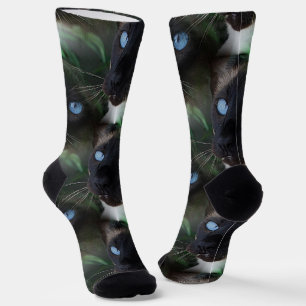 Siamese Cat Blue Eyes Socks