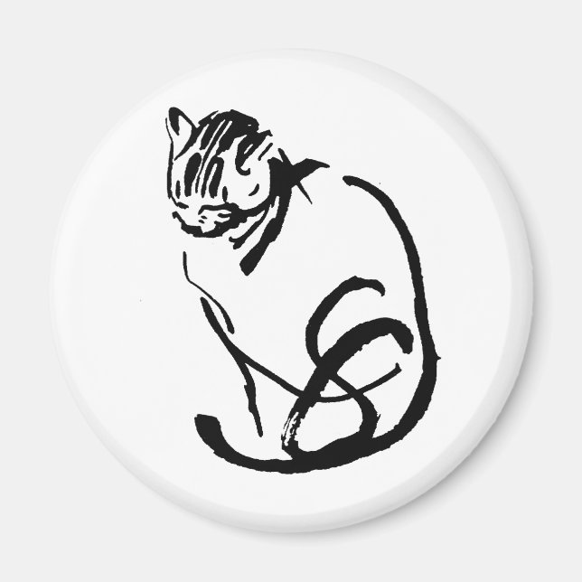 Siamese Cat Brush Drawing Design Magnet (Front)
