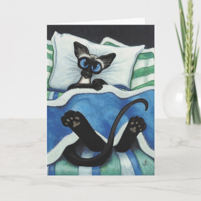 Siamese Cat by BiHrle Blank Card (Front)