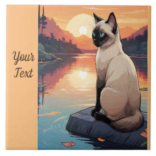 Siamese Cat by Lake Ceramic Tile