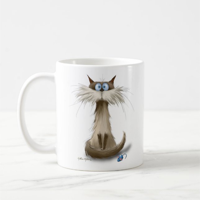 Siamese Cat Cartoon Coffee Mug (Left)