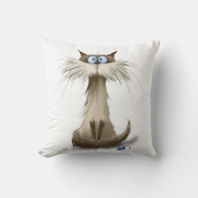Siamese Cat Cartoon Cushion (Front)