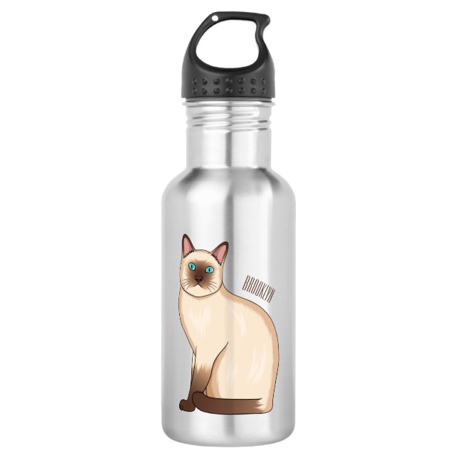 Siamese cat cartoon illustration 532 ml water bottle (Front)