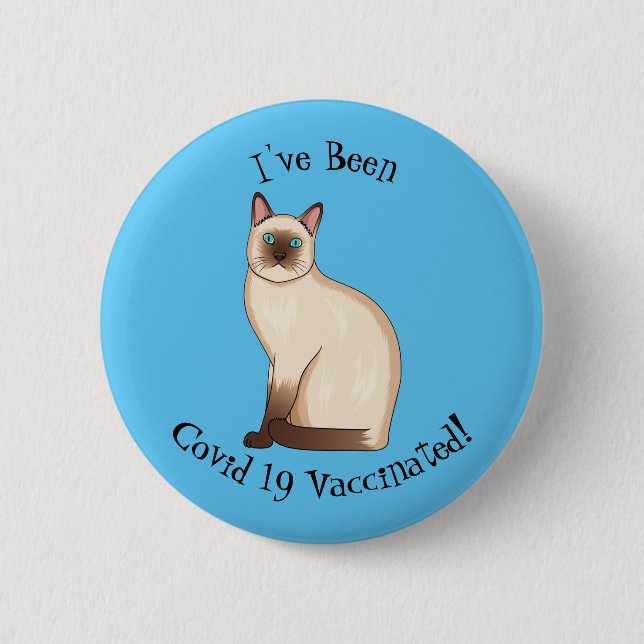 Siamese cat cartoon illustration  6 cm round badge (Front)