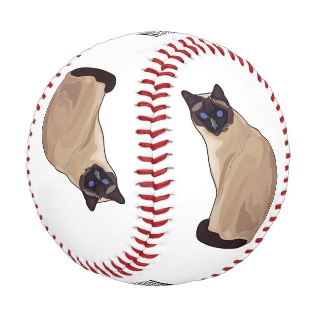 Siamese cat cartoon illustration  baseball (Angled)