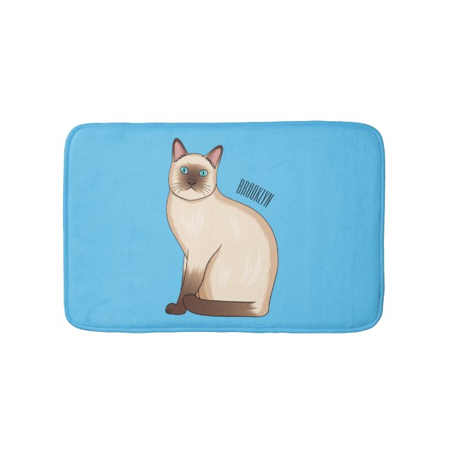 Siamese cat cartoon illustration bath mat (Front)