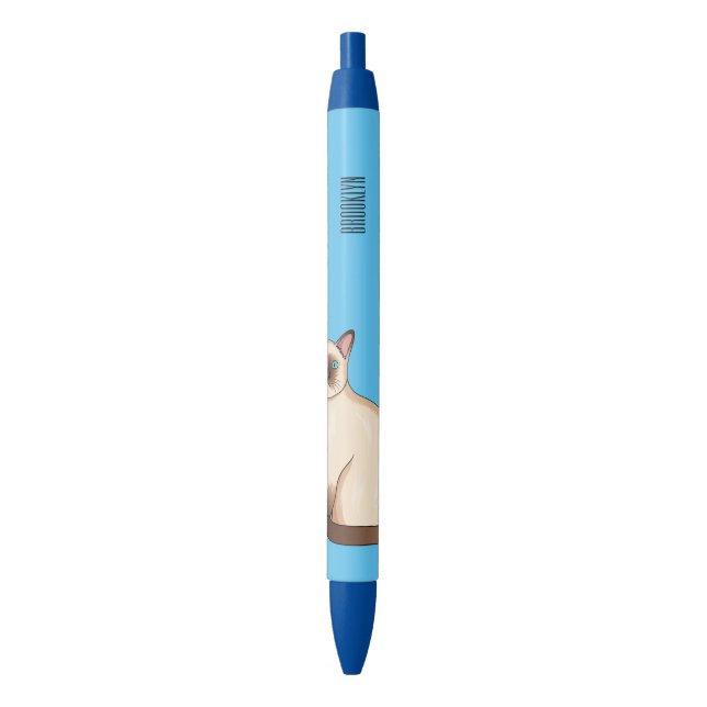 Siamese cat cartoon illustration  black ink pen (Front Vertical)