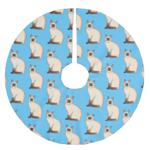 Siamese cat cartoon illustration brushed polyester tree skirt