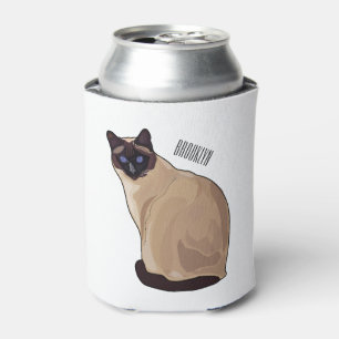 Siamese cat cartoon illustration  can cooler