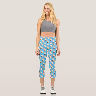 Siamese cat cartoon illustration capri leggings