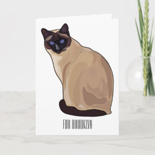 Siamese cat cartoon illustration  card
