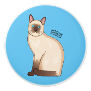 Siamese cat cartoon illustration ceramic knob