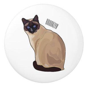 Siamese cat cartoon illustration ceramic knob