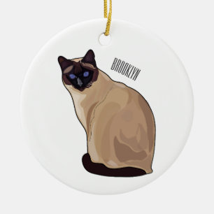 Siamese cat cartoon illustration ceramic ornament