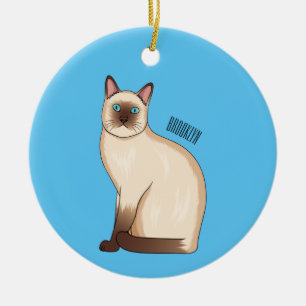 Siamese cat cartoon illustration ceramic ornament