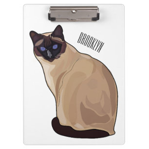 Siamese cat cartoon illustration clipboard