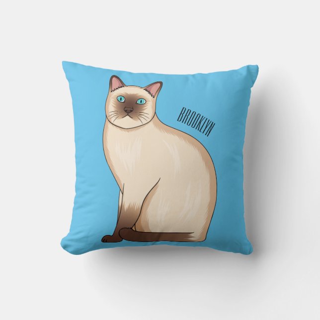 Siamese cat cartoon illustration  cushion (Front)