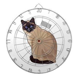 Siamese cat cartoon illustration dartboard