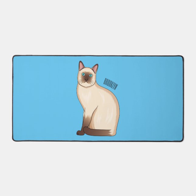 Siamese cat cartoon illustration desk mat (Front)