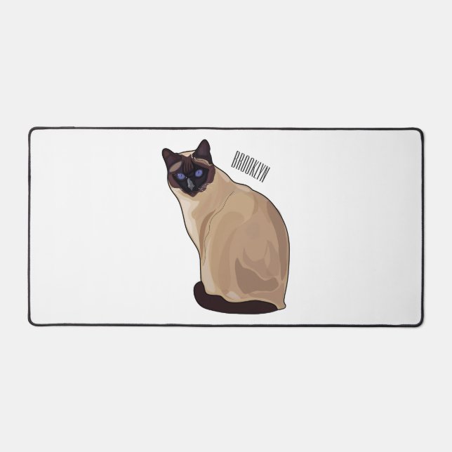 Siamese cat cartoon illustration  desk mat (Front)