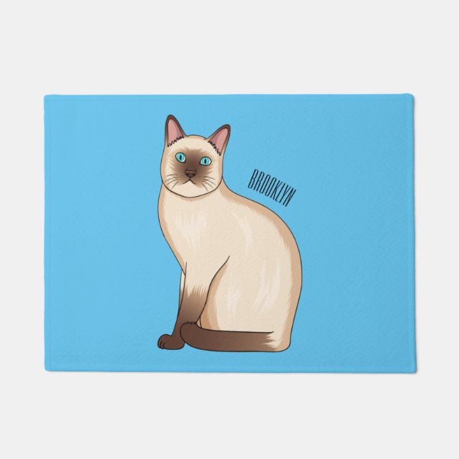 Siamese cat cartoon illustration doormat (Front)