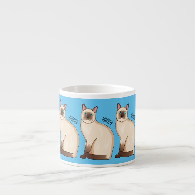 Siamese cat cartoon illustration espresso cup (Front)