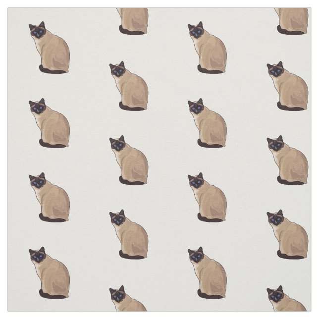 Siamese cat cartoon illustration  fabric (Swatch)