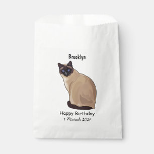 Siamese cat cartoon illustration favour bag