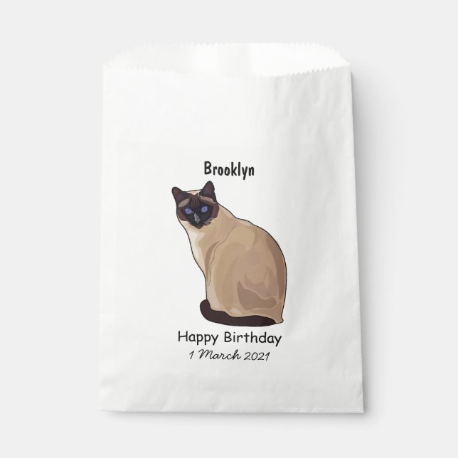 Siamese cat cartoon illustration favour bag (Front)