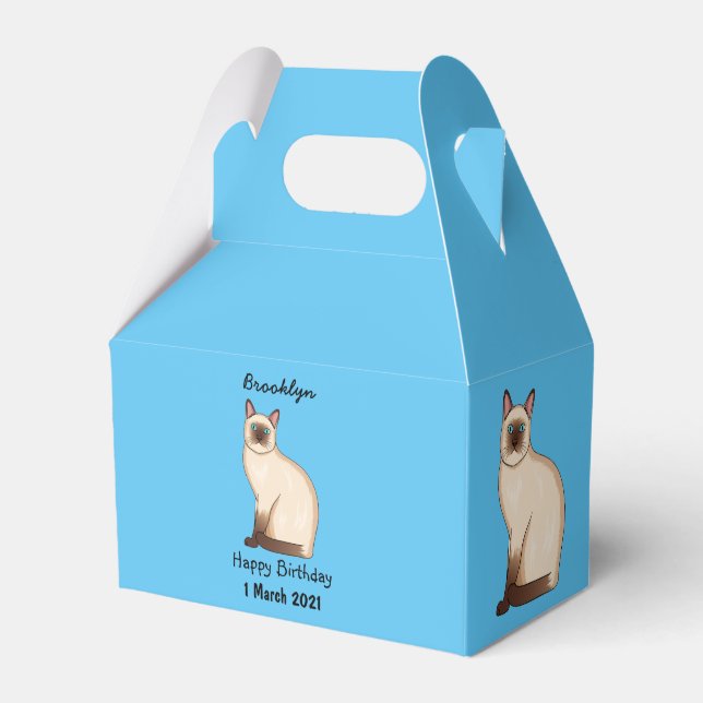 Siamese cat cartoon illustration favour box (Front Side)