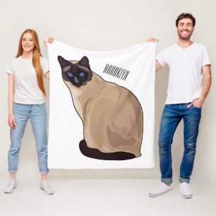Siamese cat cartoon illustration  fleece blanket