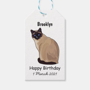 Siamese cat cartoon illustration gift tags