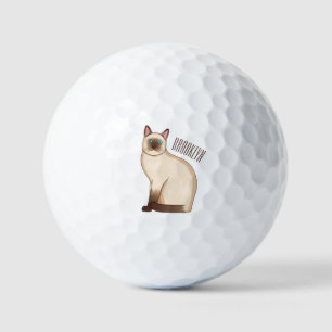 Siamese cat cartoon illustration golf balls