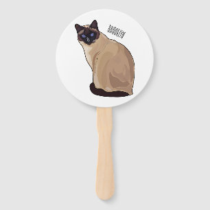 Siamese cat cartoon illustration hand fan