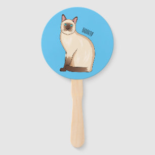 Siamese cat cartoon illustration hand fan