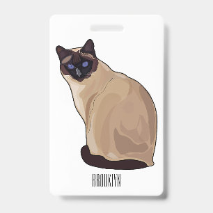 Siamese cat cartoon illustration ID badge
