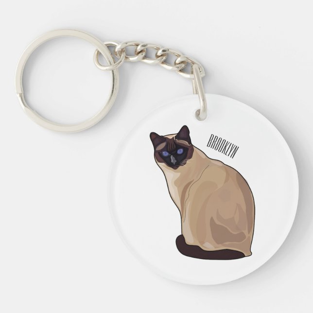 Siamese cat cartoon illustration  key ring (Front)