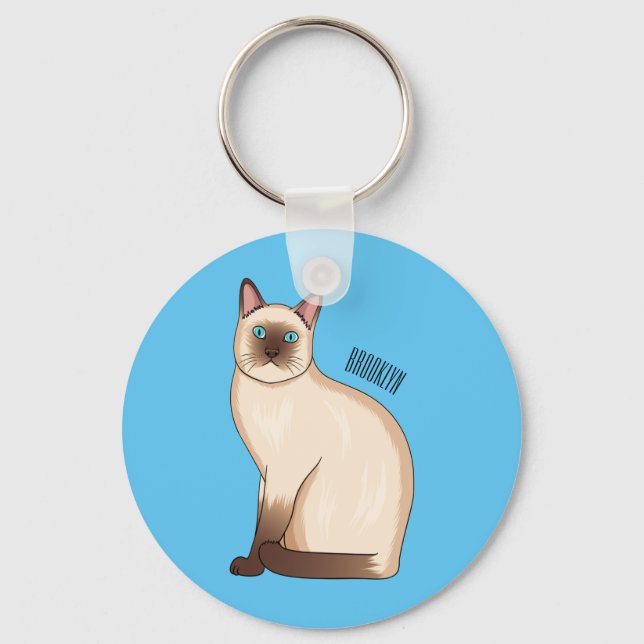 Siamese cat cartoon illustration  key ring (Front)