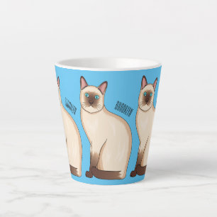 Siamese cat cartoon illustration latte mug