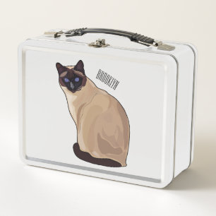 Siamese cat cartoon illustration  metal lunch box