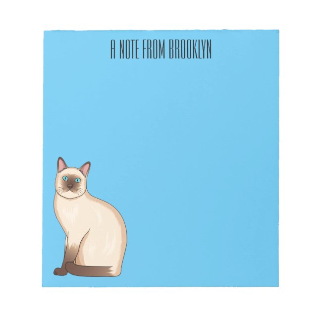 Siamese cat cartoon illustration notepad (Front)