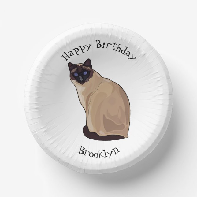 Siamese cat cartoon illustration paper plate (Front)